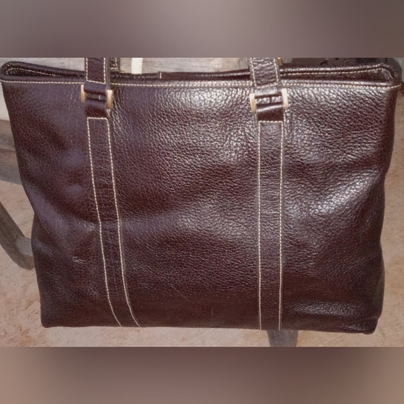 ☯️Maxx NY large brown pebble leather carryall shoulder bag - Picture 4 of 8